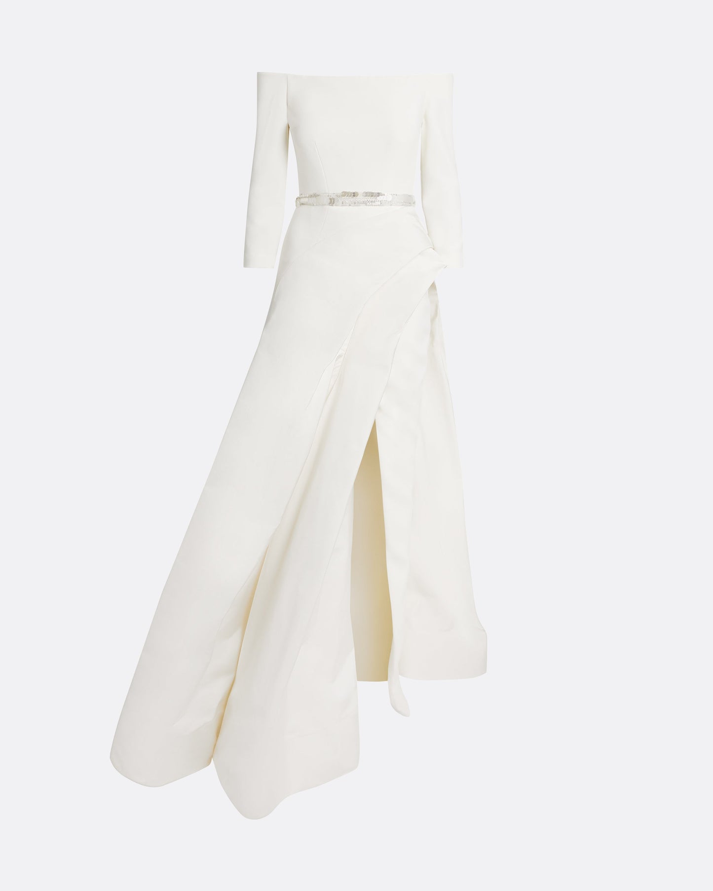 Nila Long Dress in Ivory with Crystal