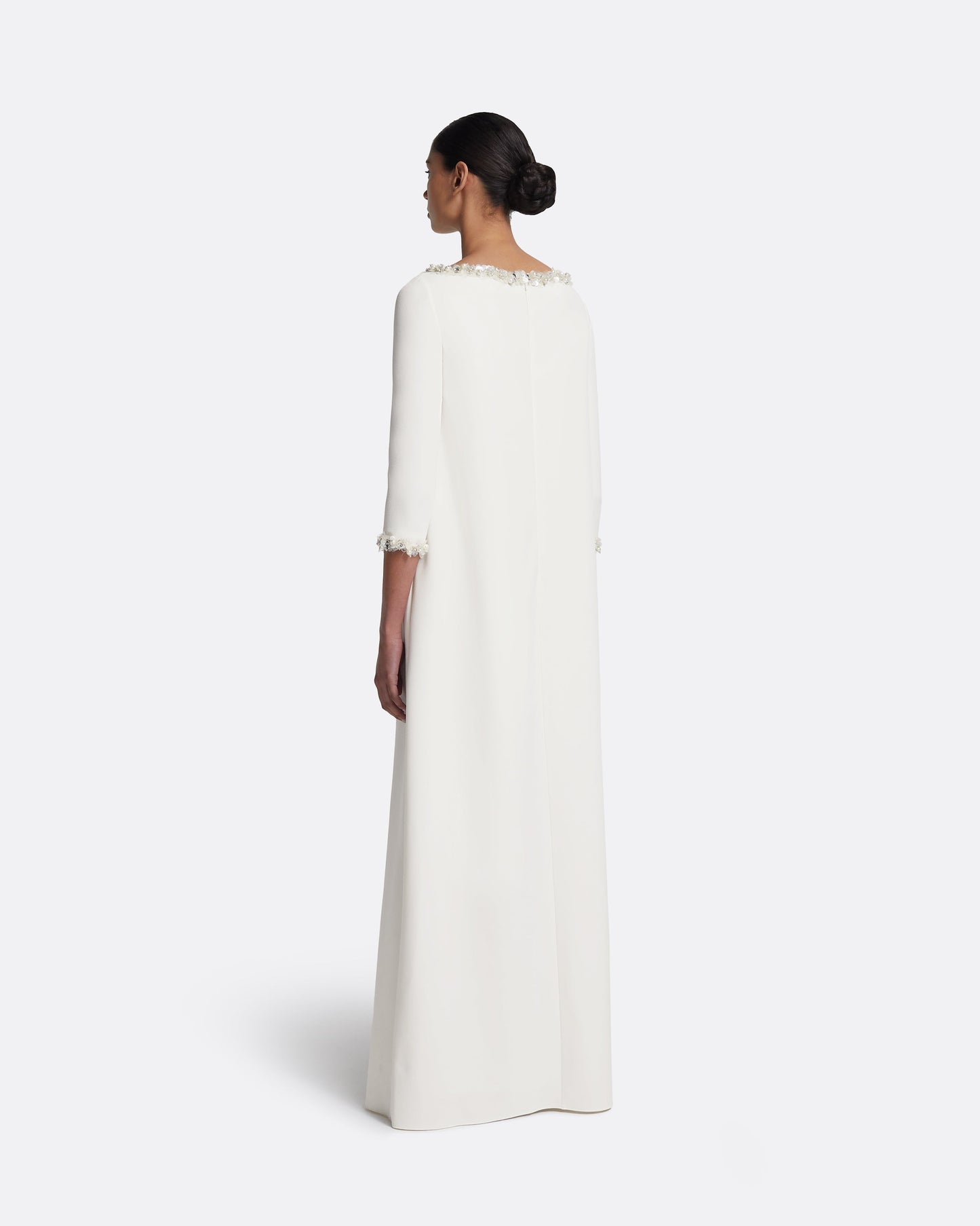 Lanai Long Dress in Ivory with Crystal