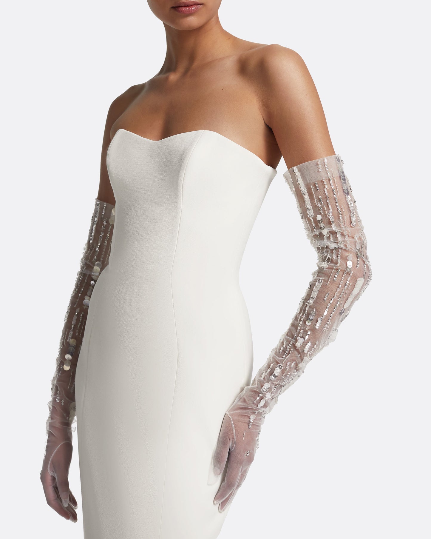 Astin Gloves in Ivory with Crystal Embellishment
