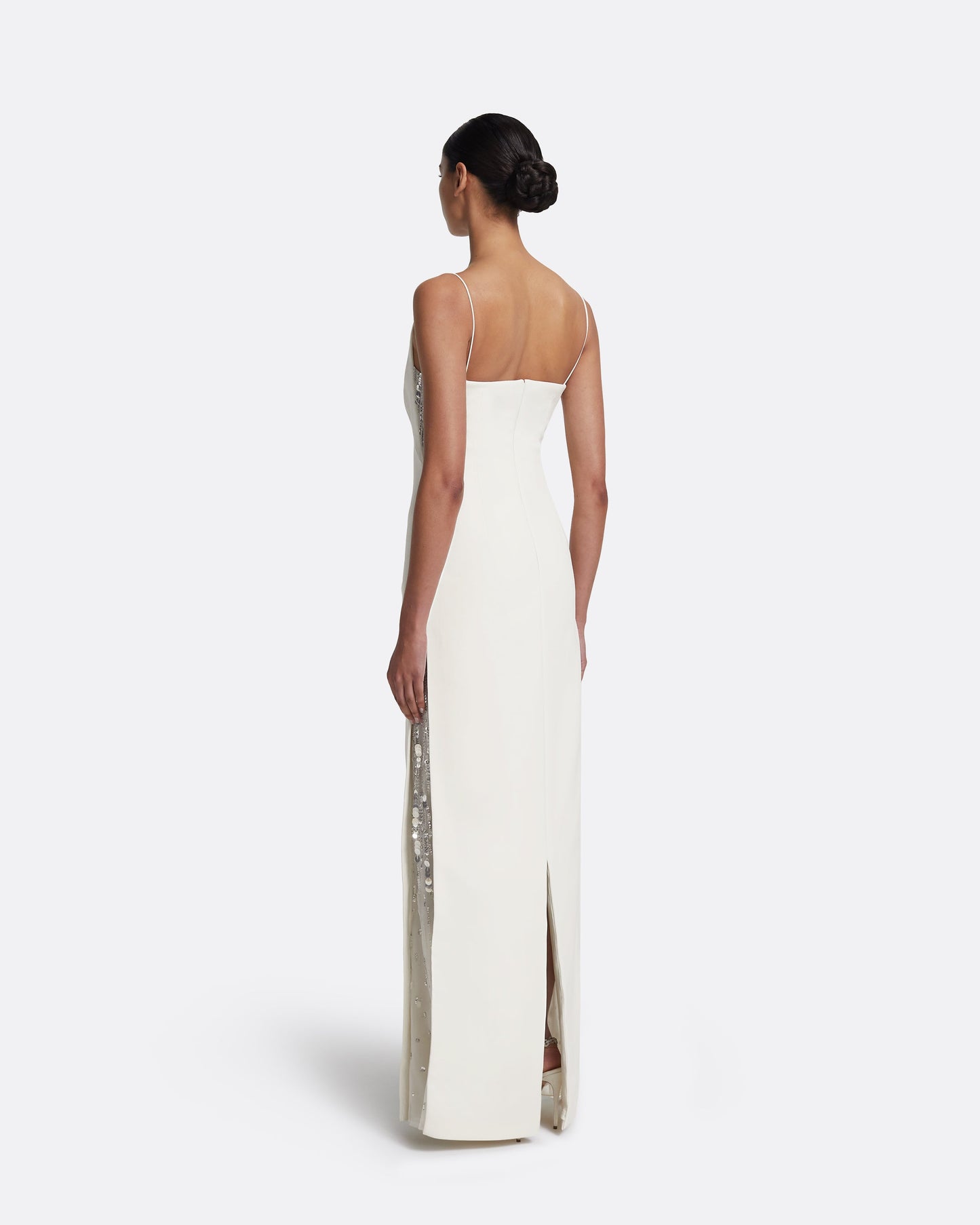 Leanne Long Dress in Ivory with Crystal