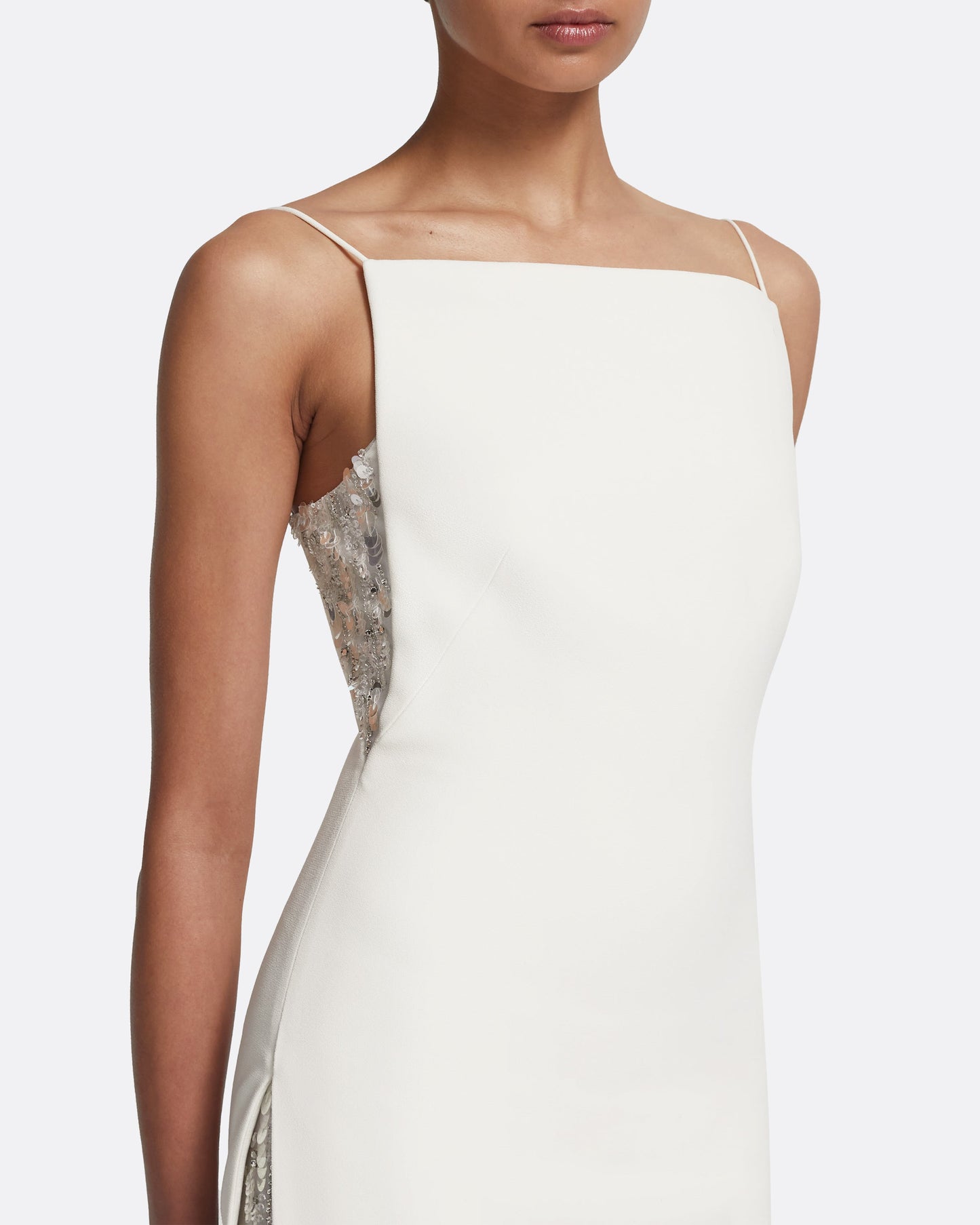 Leanne Long Dress in Ivory with Crystal