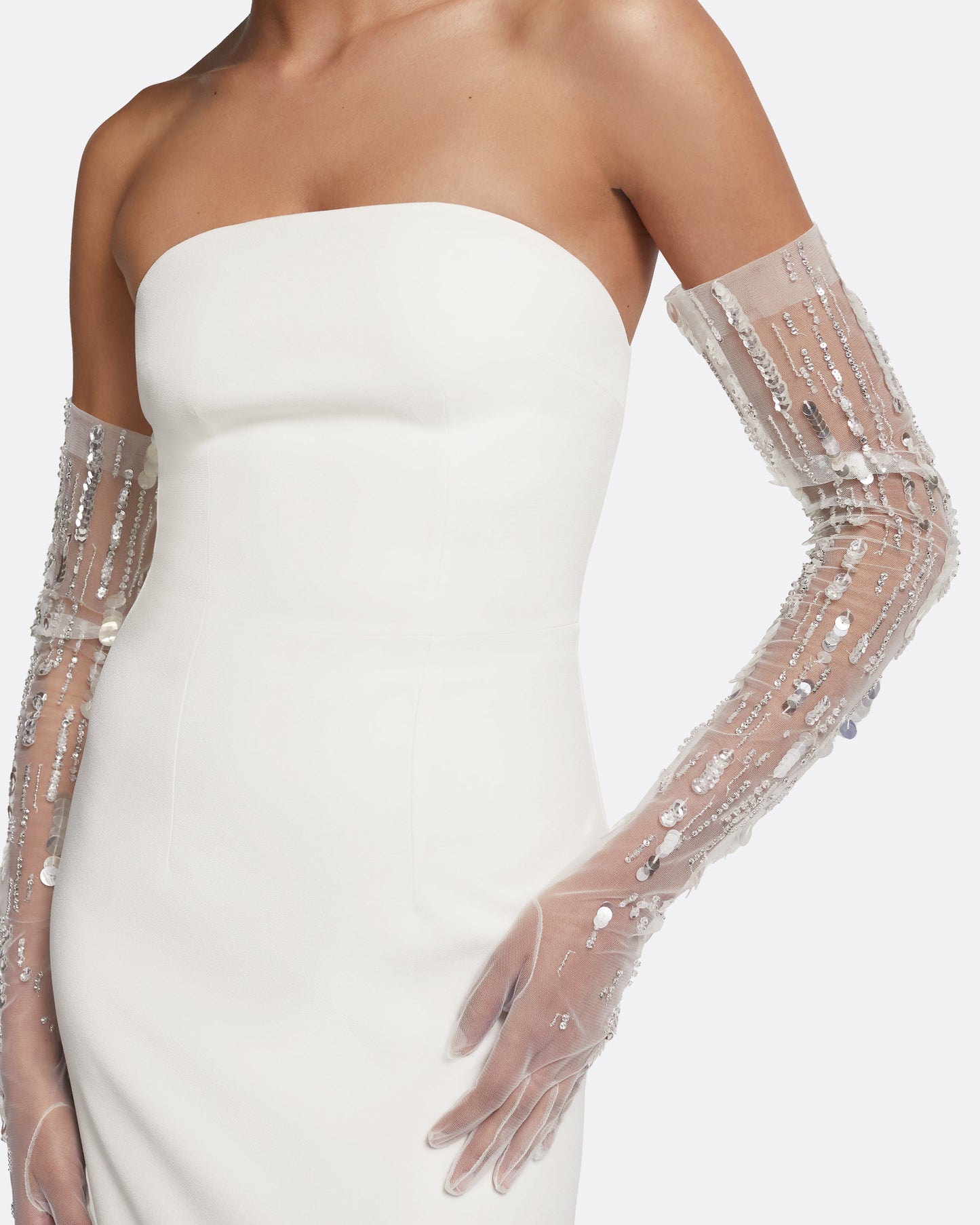 Astin Gloves in Ivory with Crystal Embellishment