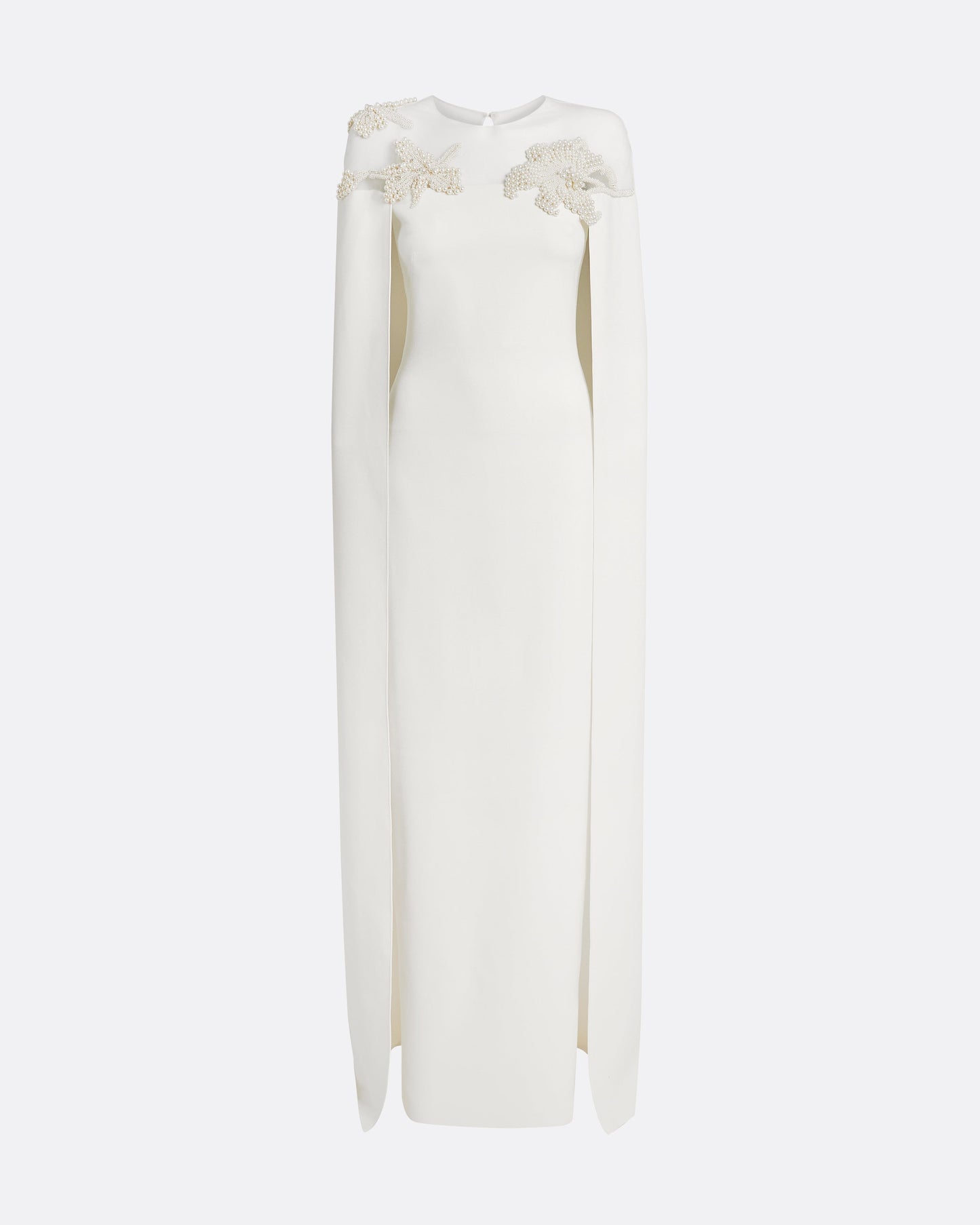 Ambere Long Dress in Ivory with Pearl Embroidery