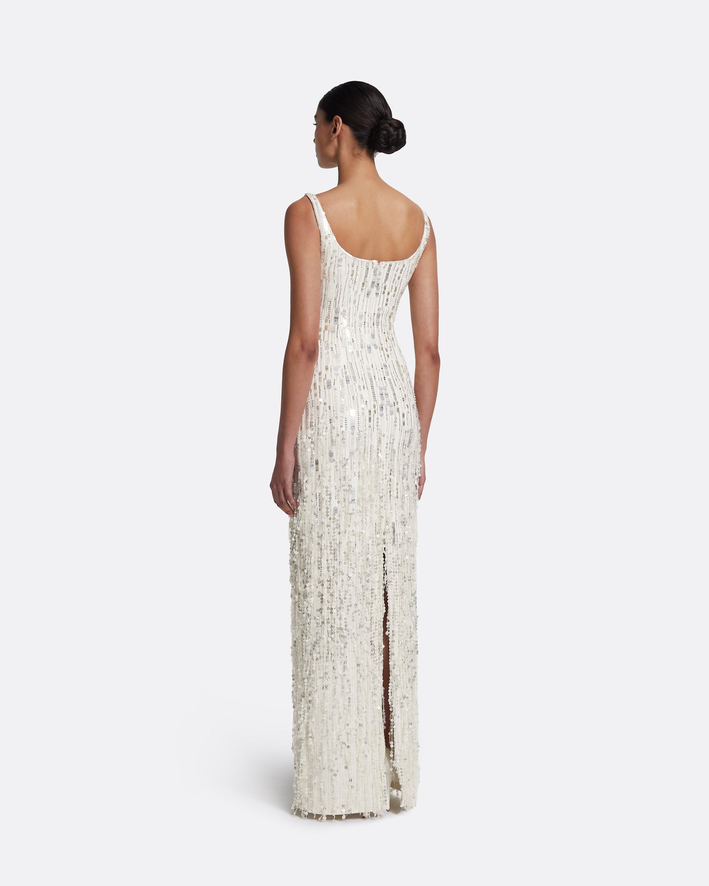 Kristena Long Dress in Ivory with Crystal Embellishment
