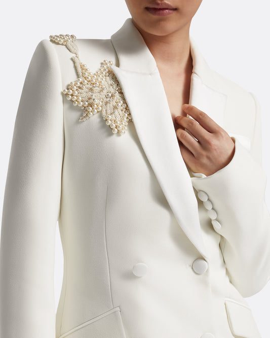 Wynnie Jacket in Ivory with Pearl Embroidery