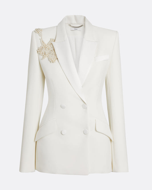 Wynnie Jacket in Ivory with Pearl Embroidery