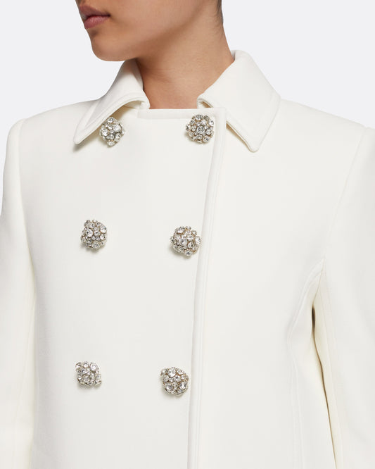 Kota Coat in Ivory with Crystal