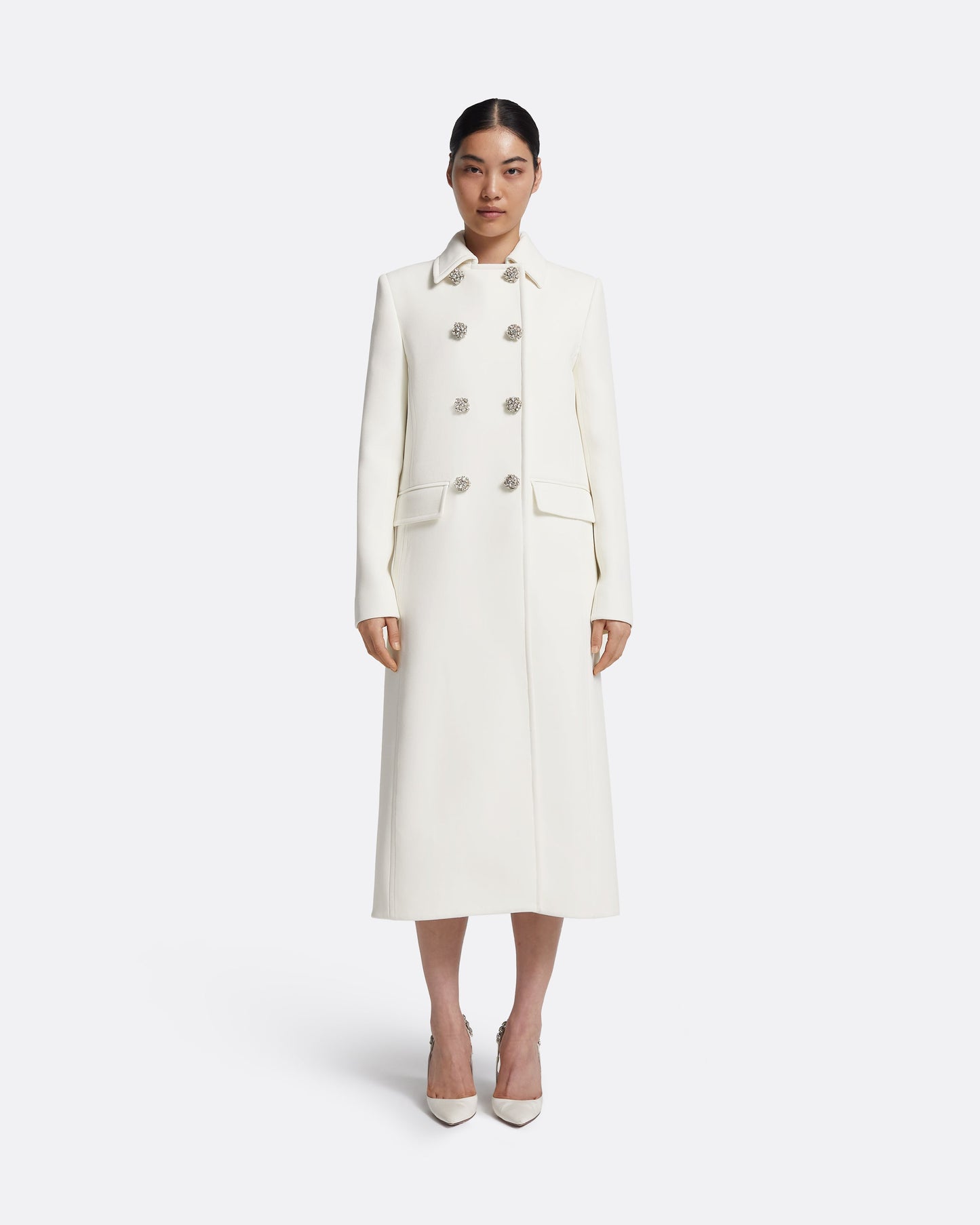 Kota Coat in Ivory with Crystal