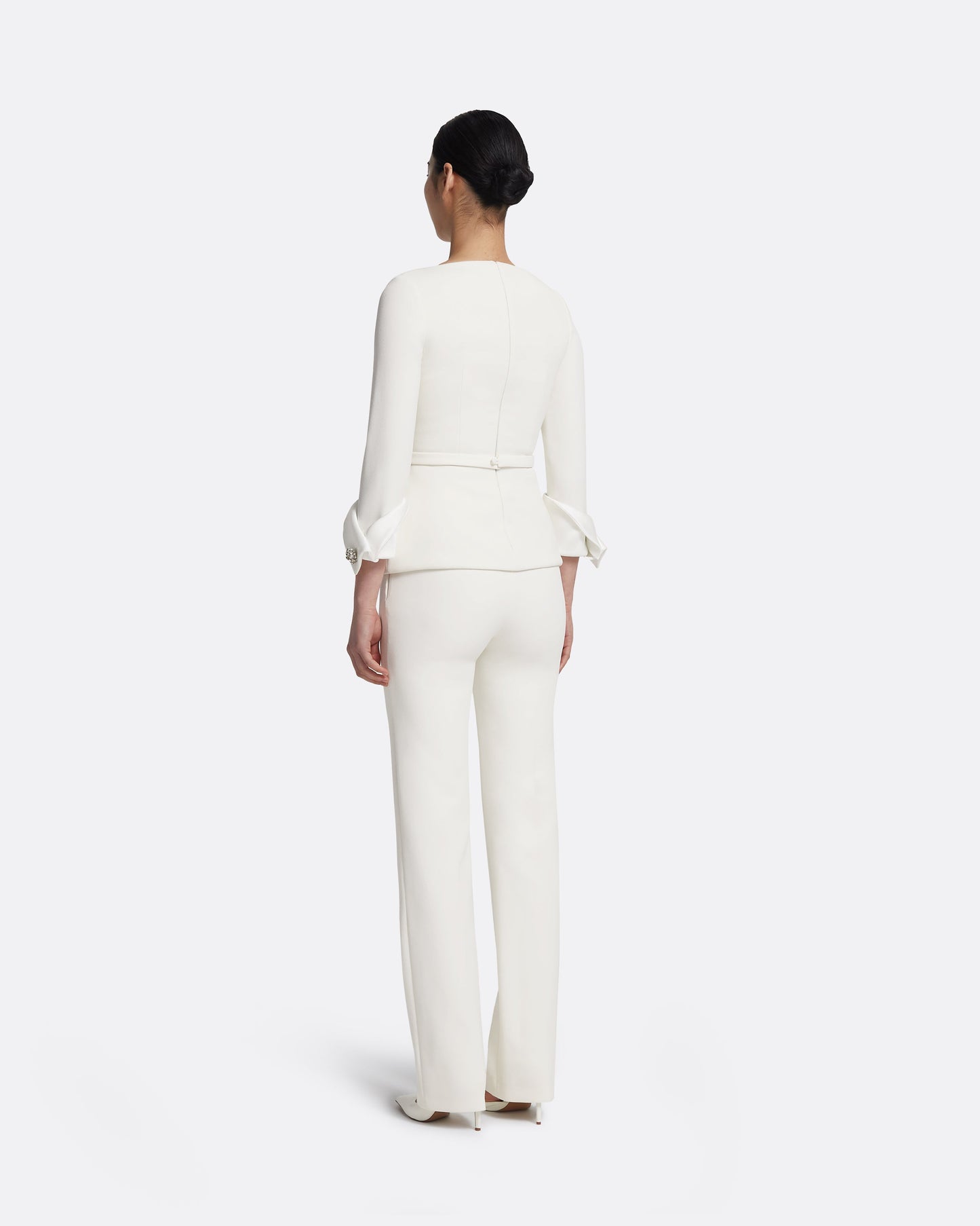 Tinetta Top in Porcelain on Ivory with Crystal Embellishment