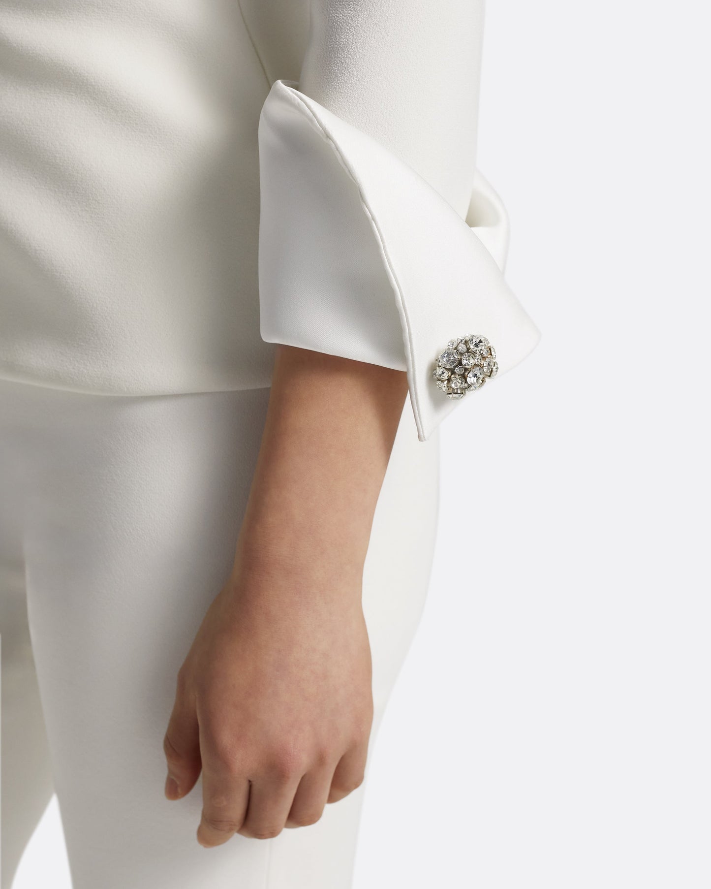 Tinetta Top in Porcelain on Ivory with Crystal Embellishment