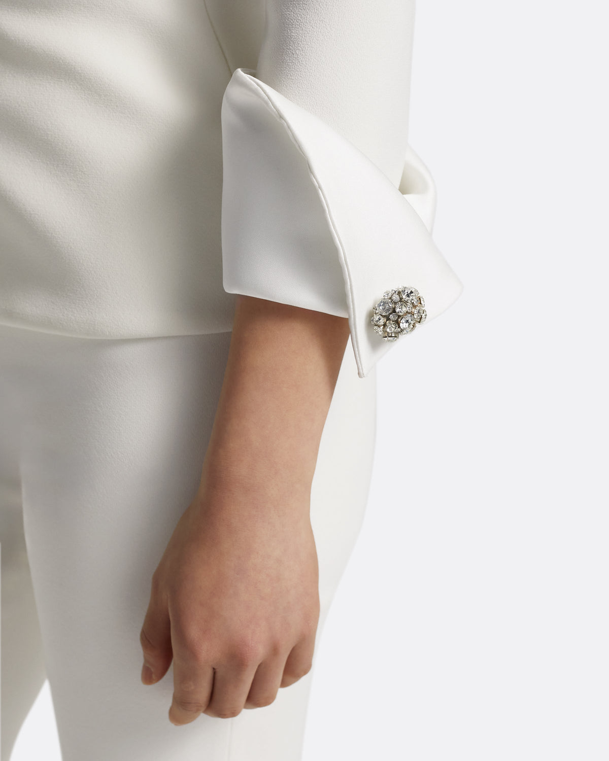 Tinetta Top in Porcelain on Ivory with Crystal Embellishment