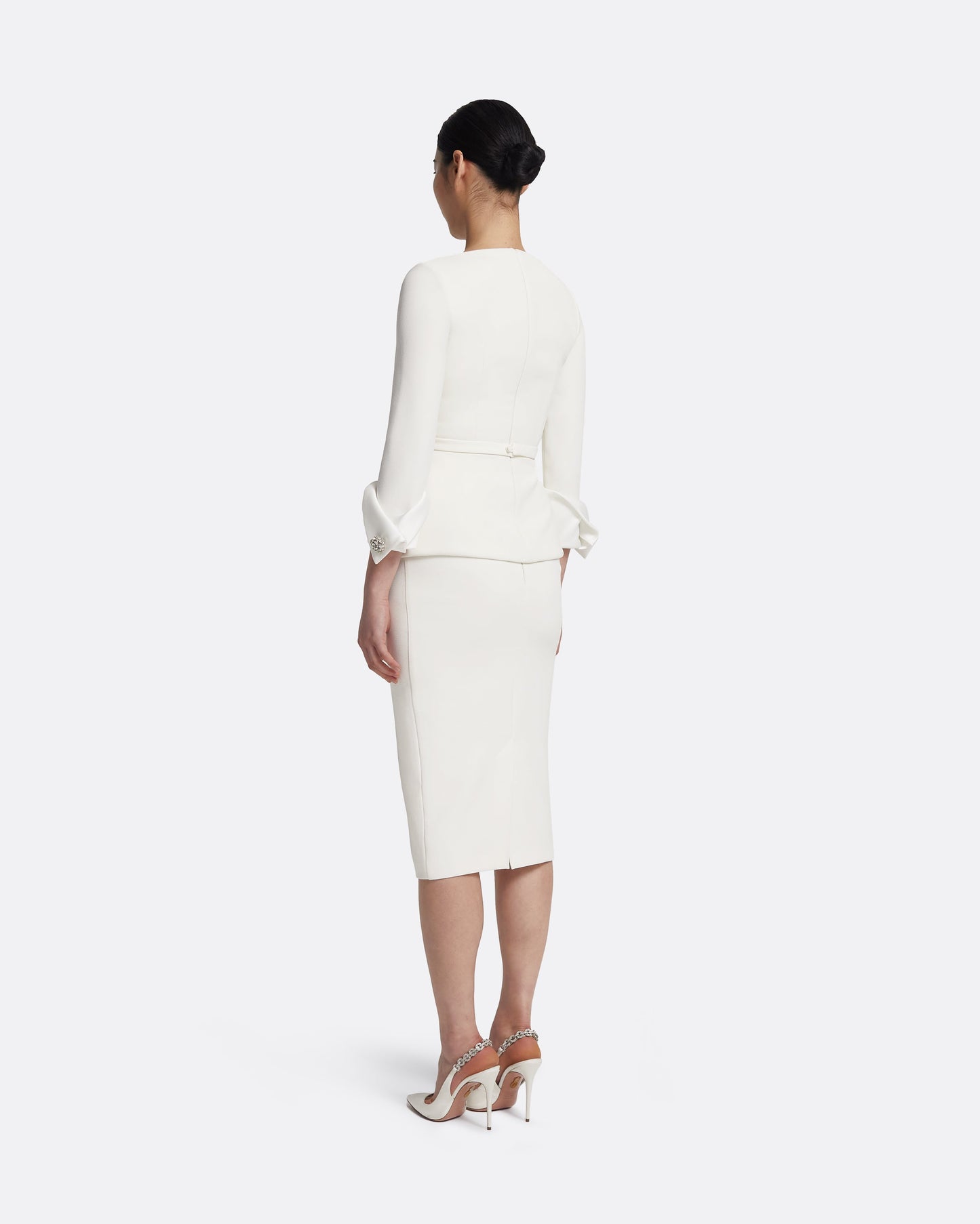 Tinetta Top in Porcelain on Ivory with Crystal Embellishment