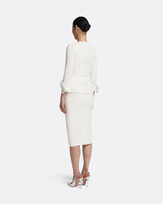 Tinetta Top in Porcelain on Ivory with Crystal Embellishment