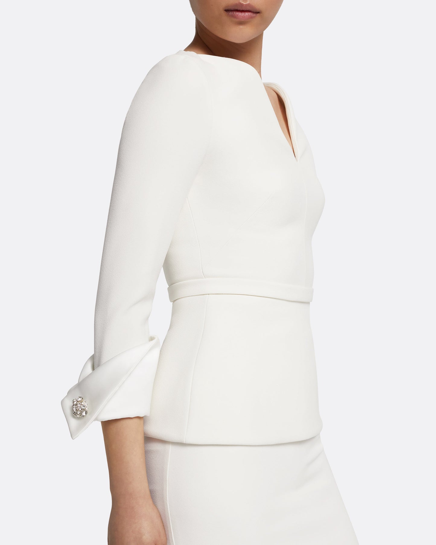 Tinetta Top in Porcelain on Ivory with Crystal Embellishment