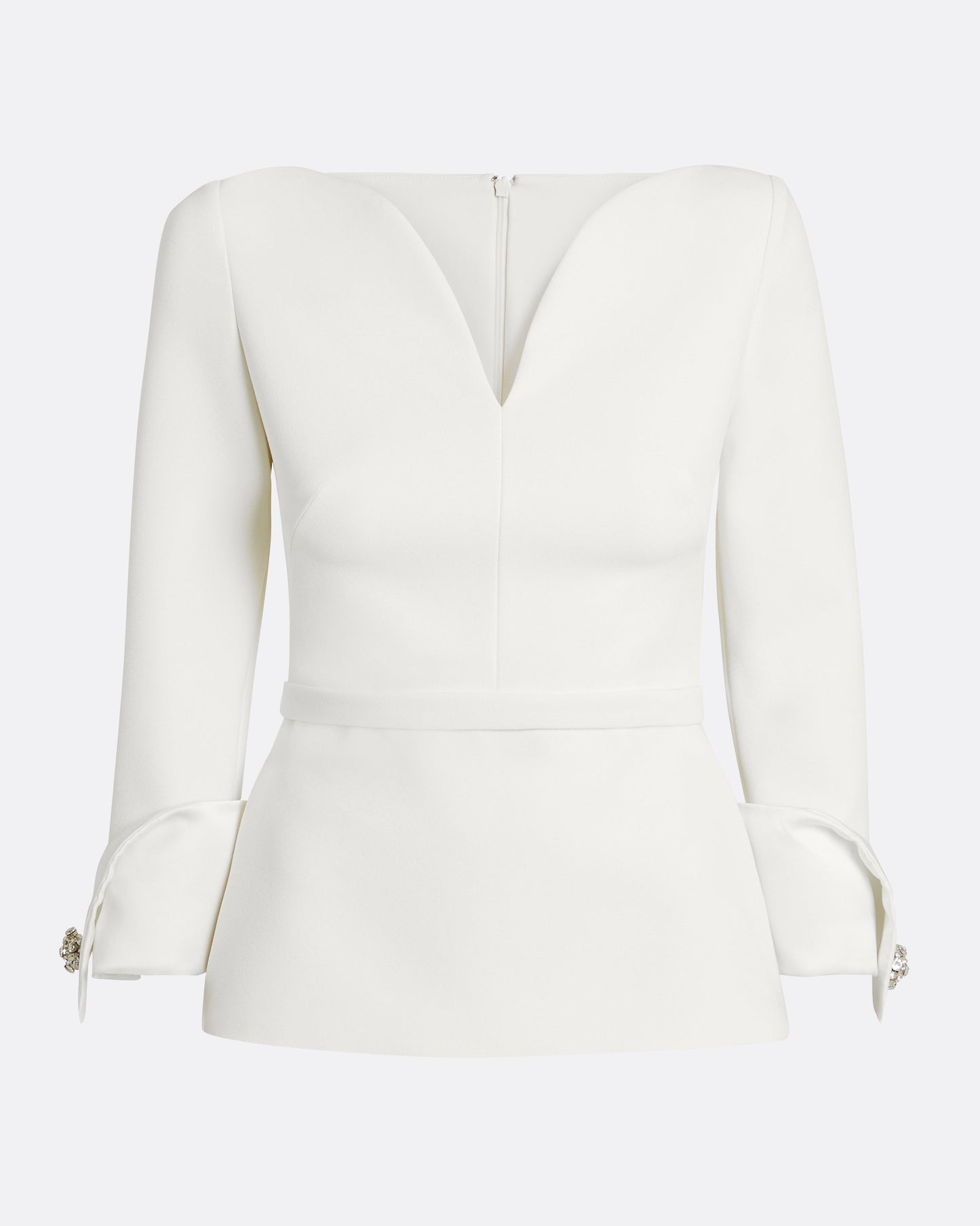 Tinetta Top in Porcelain on Ivory with Crystal Embellishment