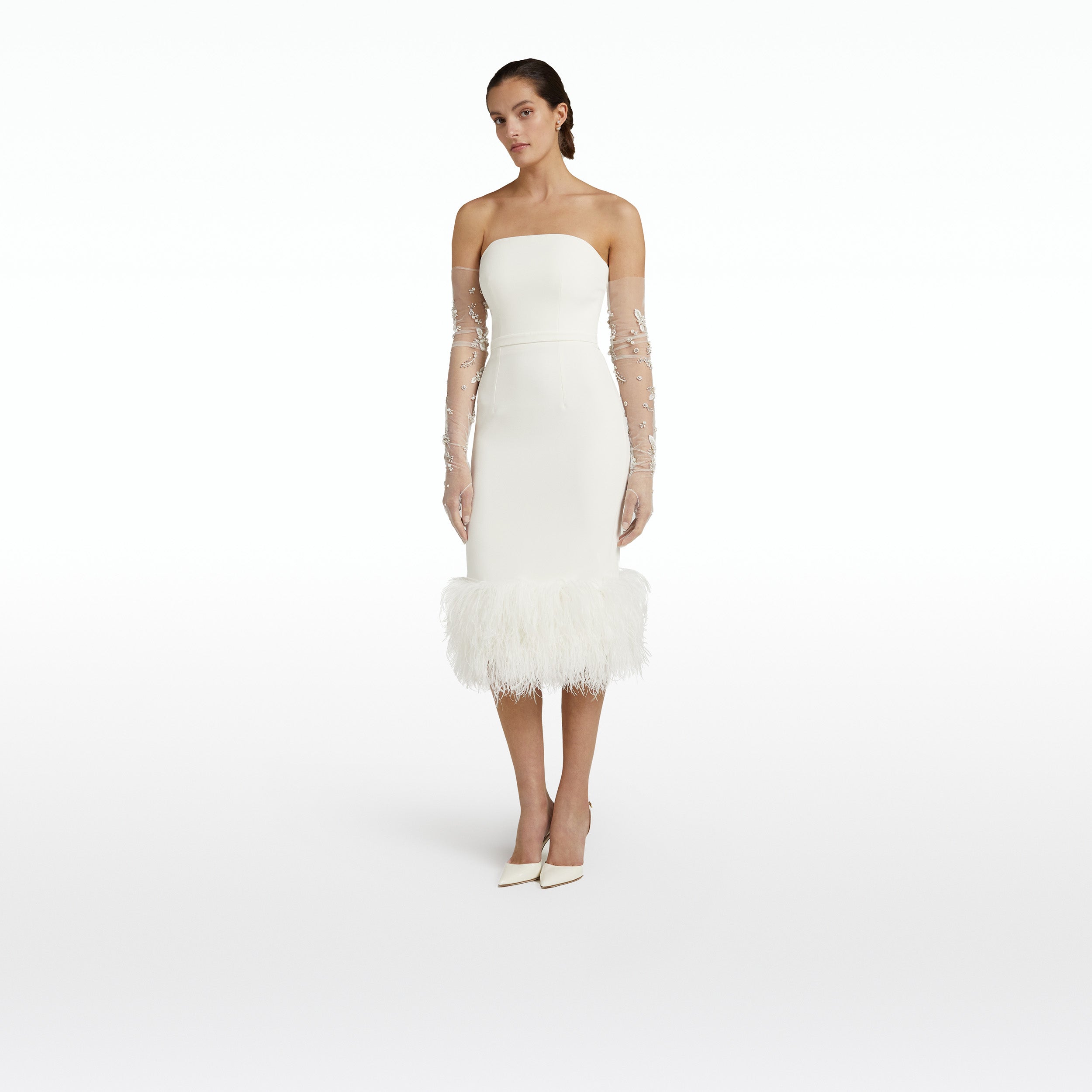 White Ostrich Feather Dress