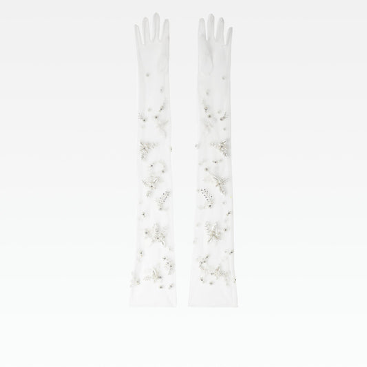 Astin Ivory & Pearl Floral Gloves