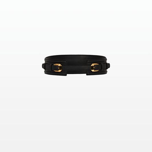 Maud Black/Gold Leather Belt