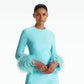 Rena Positano Feather-Trimmed Short Dress