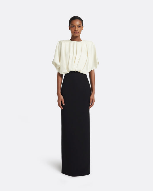 Lucinda Long Dress in Black & Ivory