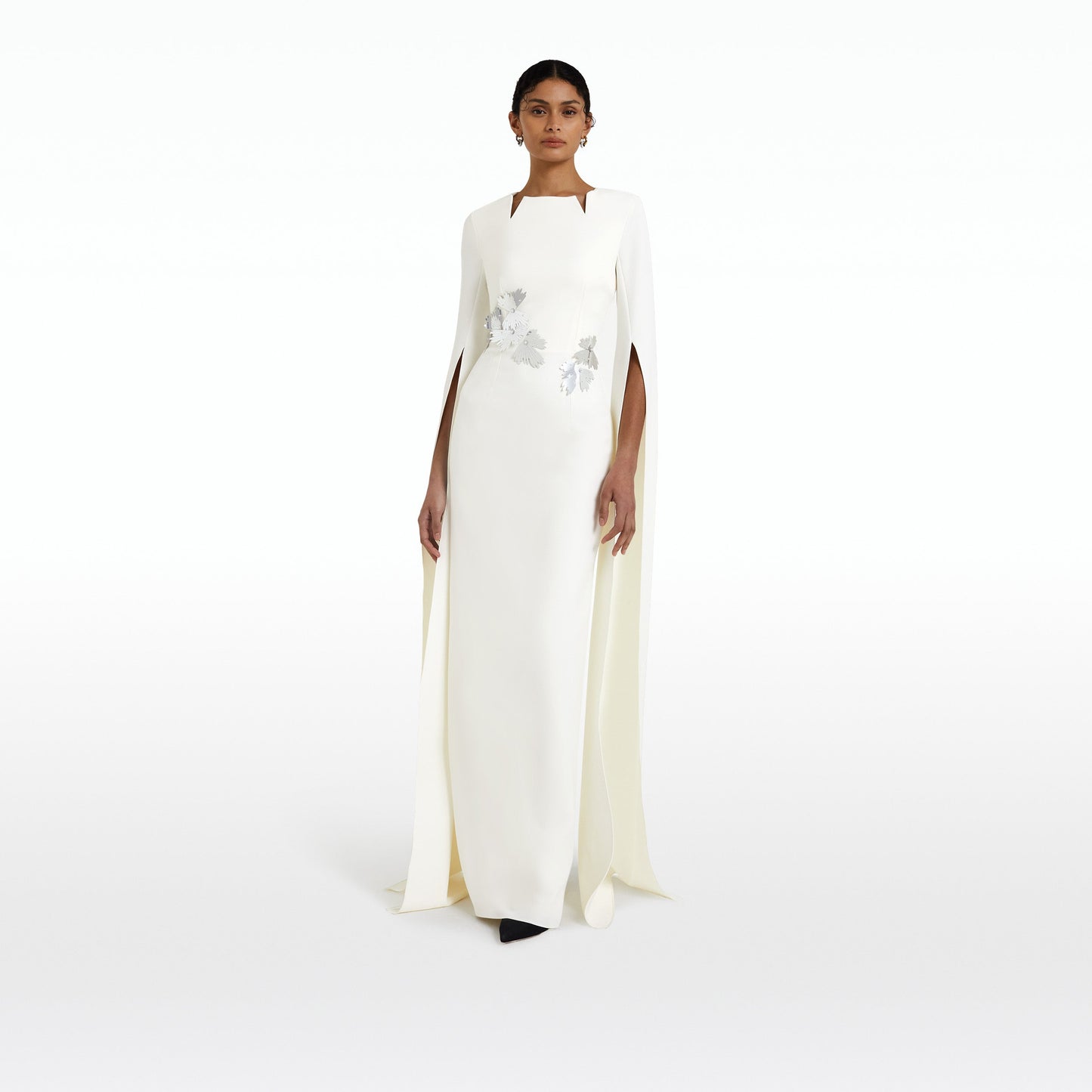 Talin Embroidered Ivory Long Dress
