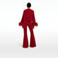 Amal Azalea Red Feather-Trimmed Jacket