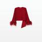 Amal Azalea Red Feather-Trimmed Jacket