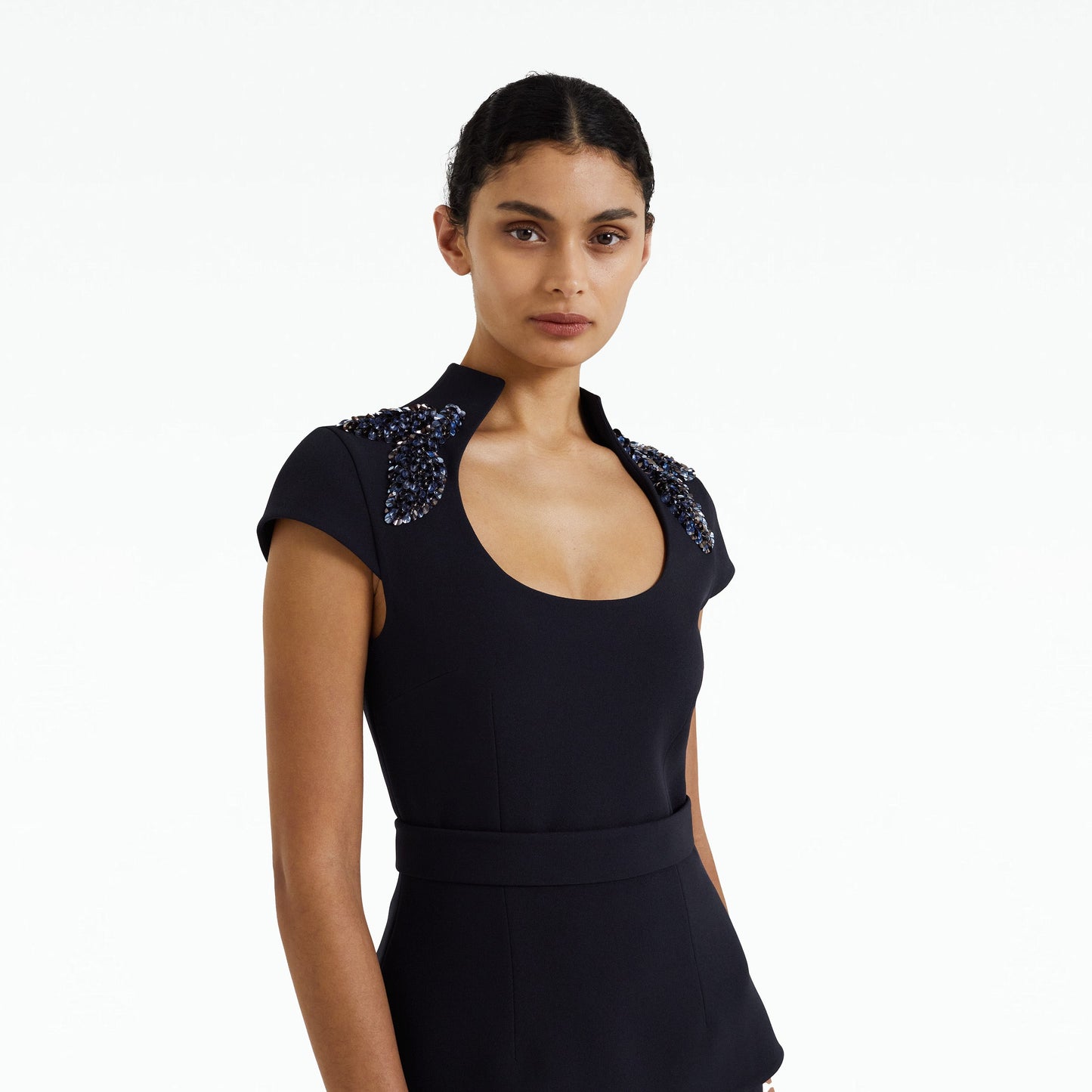 Ruba Navy Embroidered Top