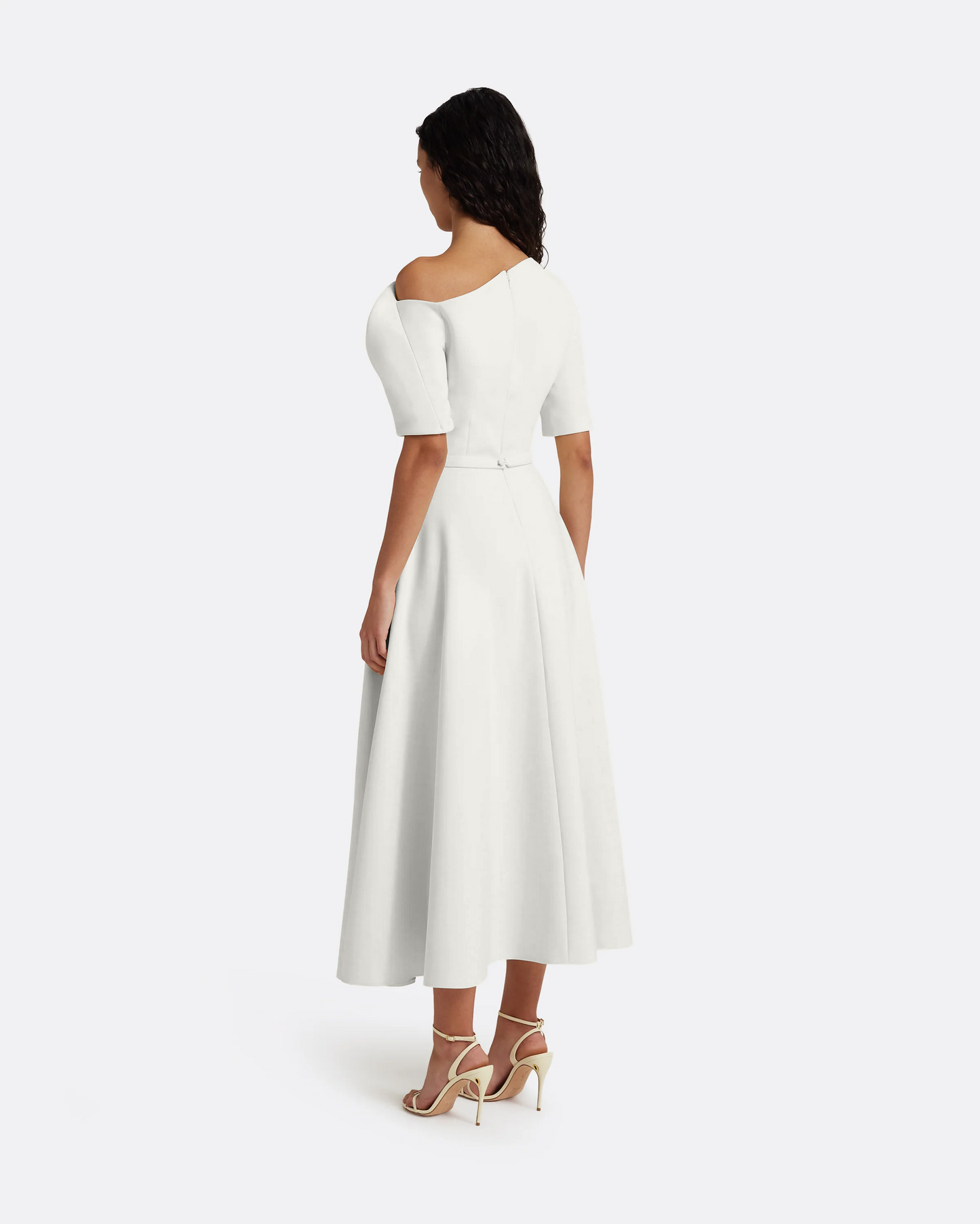 Melinda Midi Dress in Ivory with Pearl