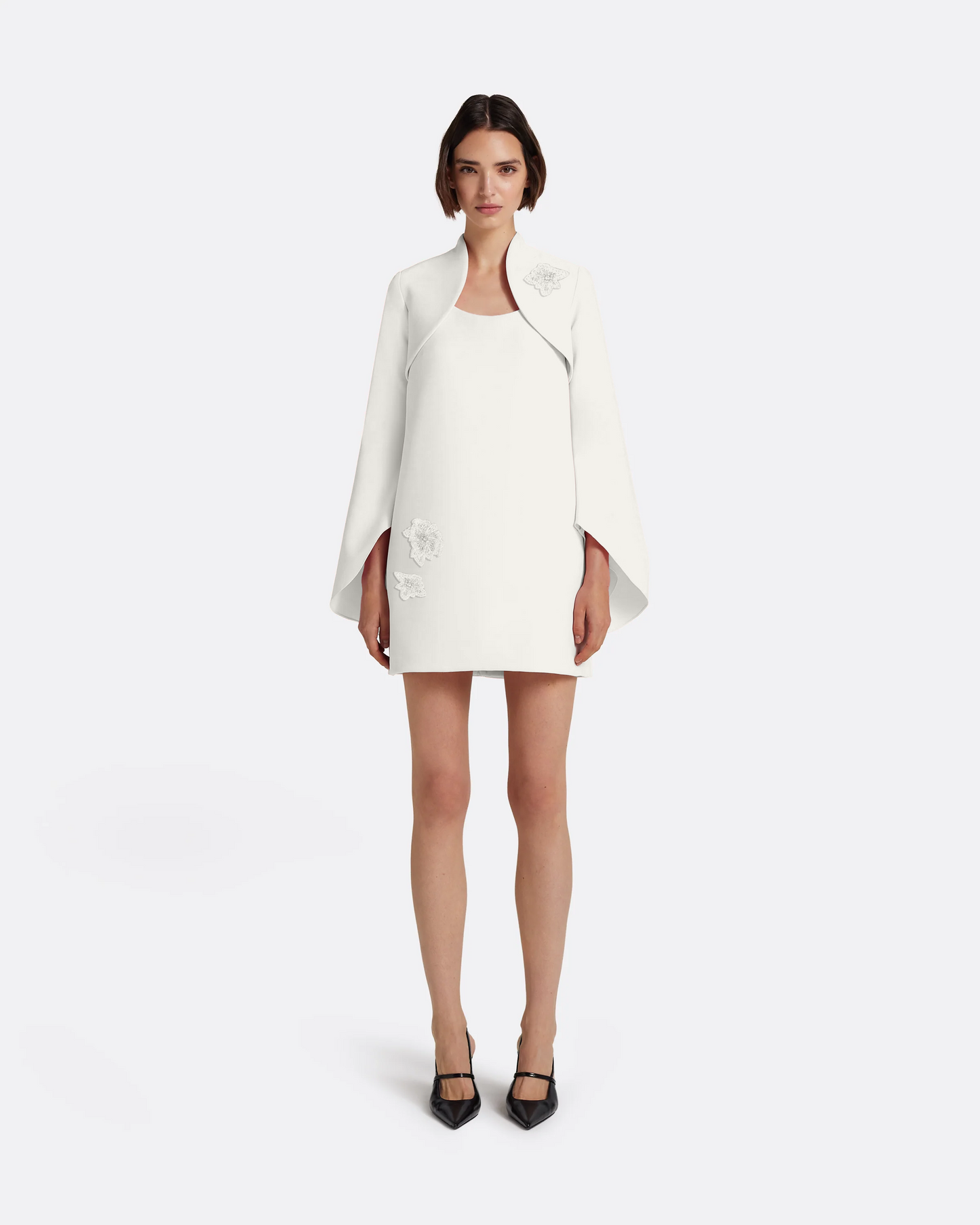 Areli Mini Dress with Harness in Ivory with Pearl
