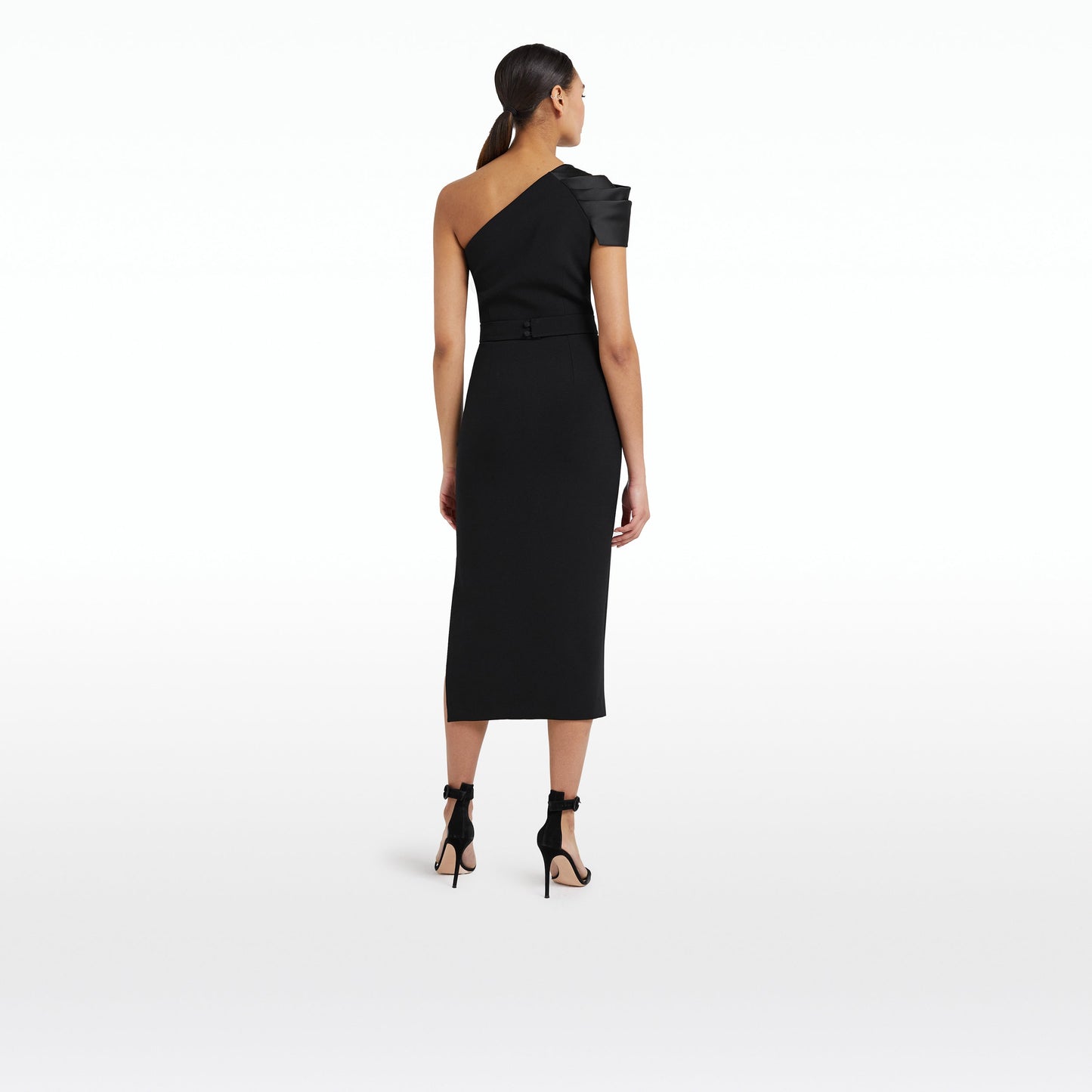 Petal Black Midi Dress