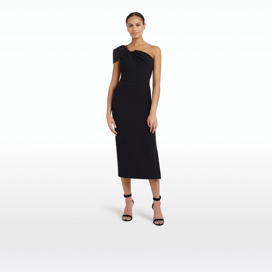 Petal Black Midi Dress