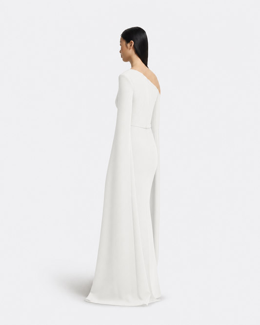 Rinna Long Dress in Ivory with Pearl