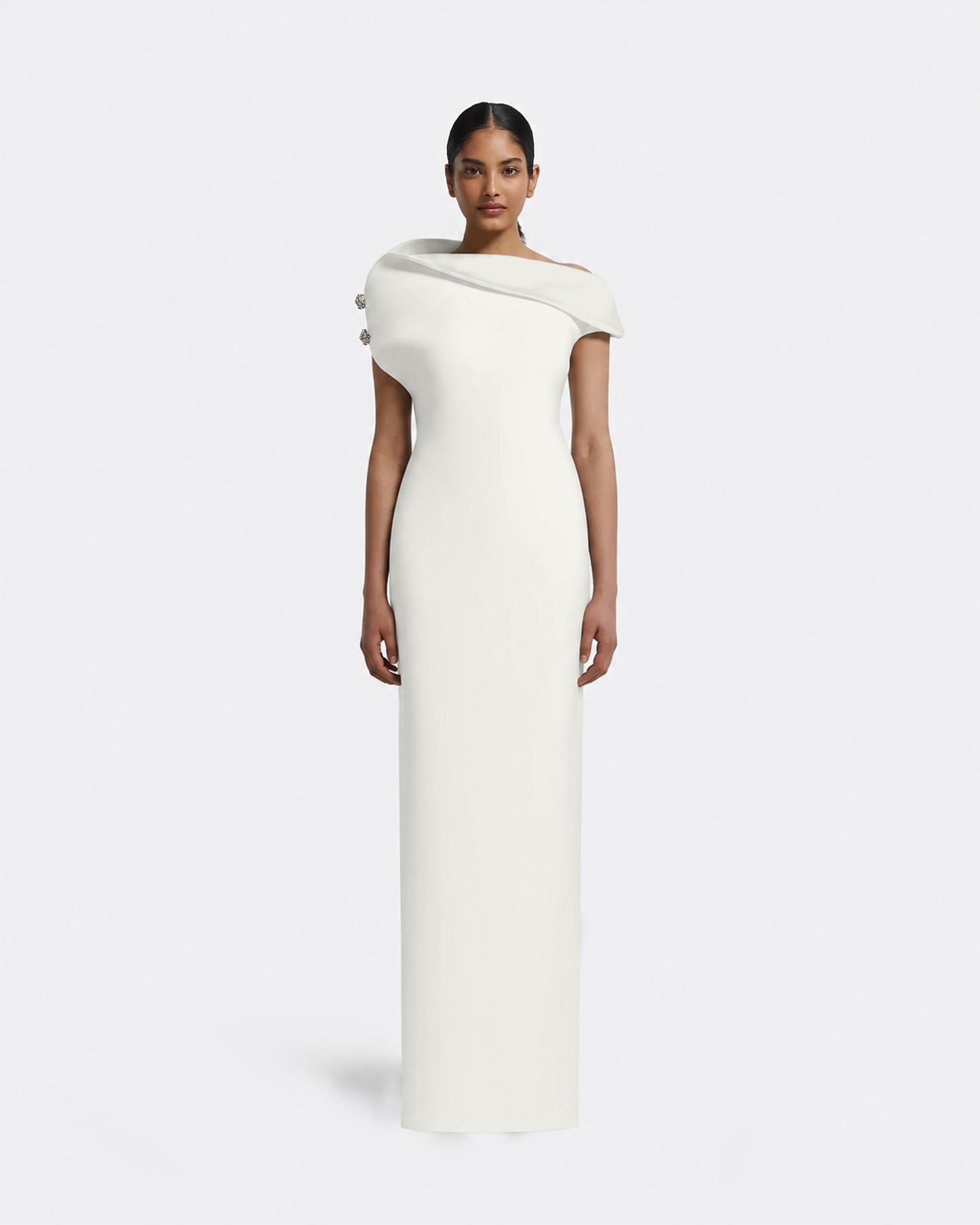 Minna Long Dress in Ivory with Pearl
