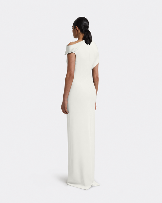 Relena Long Dress in Ivory with Crystal