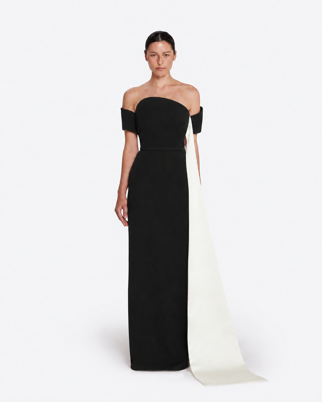 Giorgia Long Dress in Black & Ivory