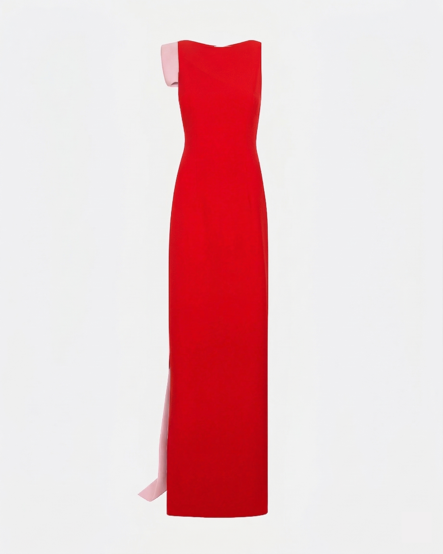 Celestia Long Dress in Cherry Red & Pale Pink