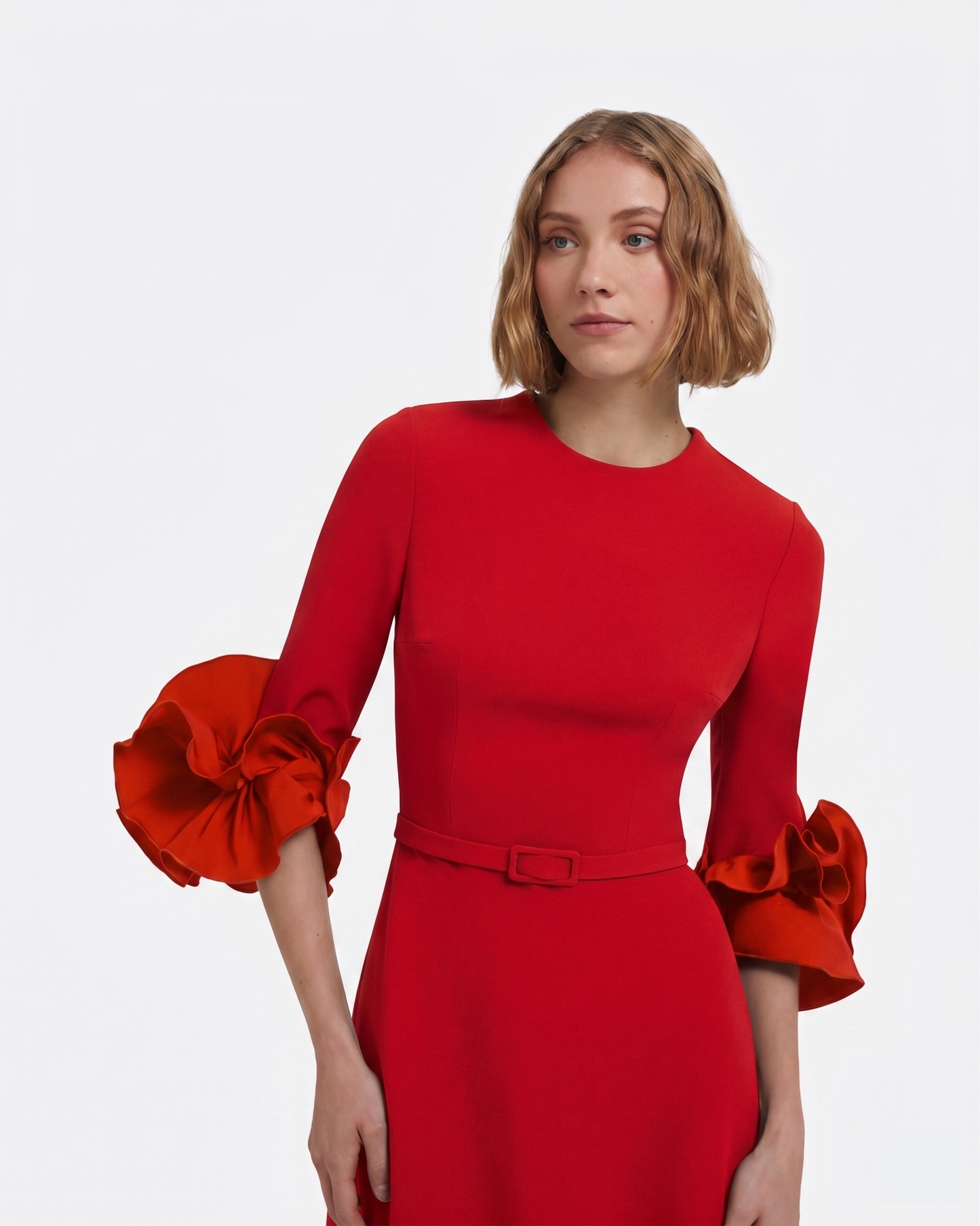 Belen Long Dress in Cherry Red