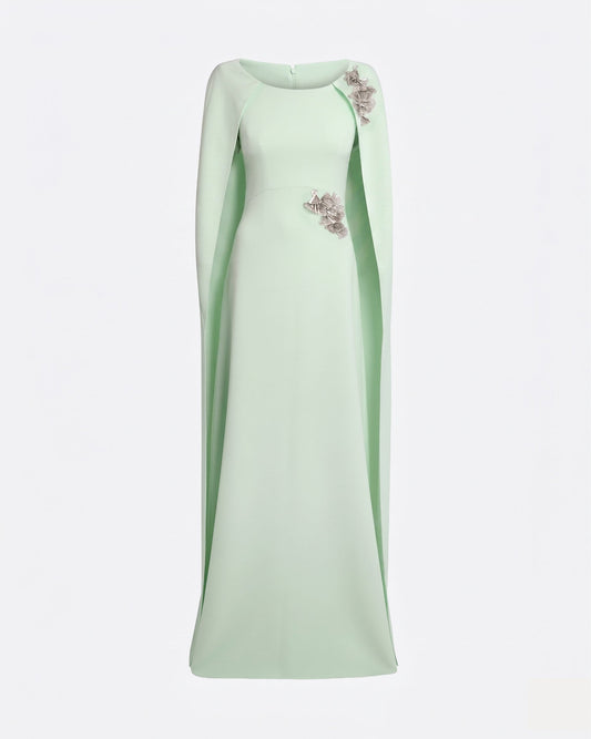 Yuna Long Dress in Sea Glass with Silver
