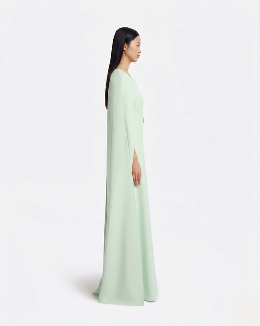Yuna Long Dress in Sea Glass with Silver