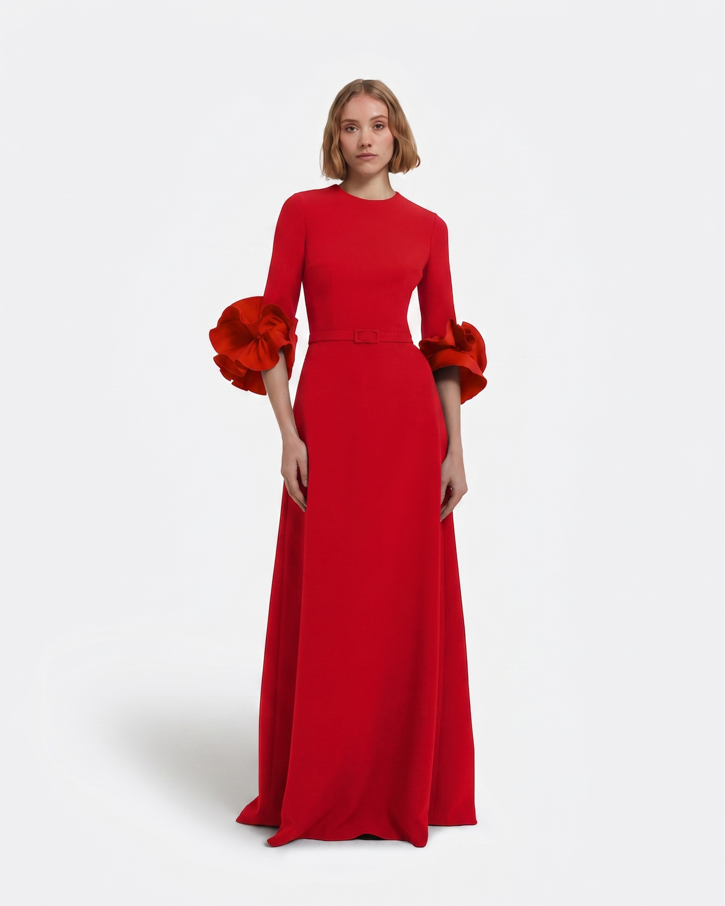 Belen Long Dress in Cherry Red