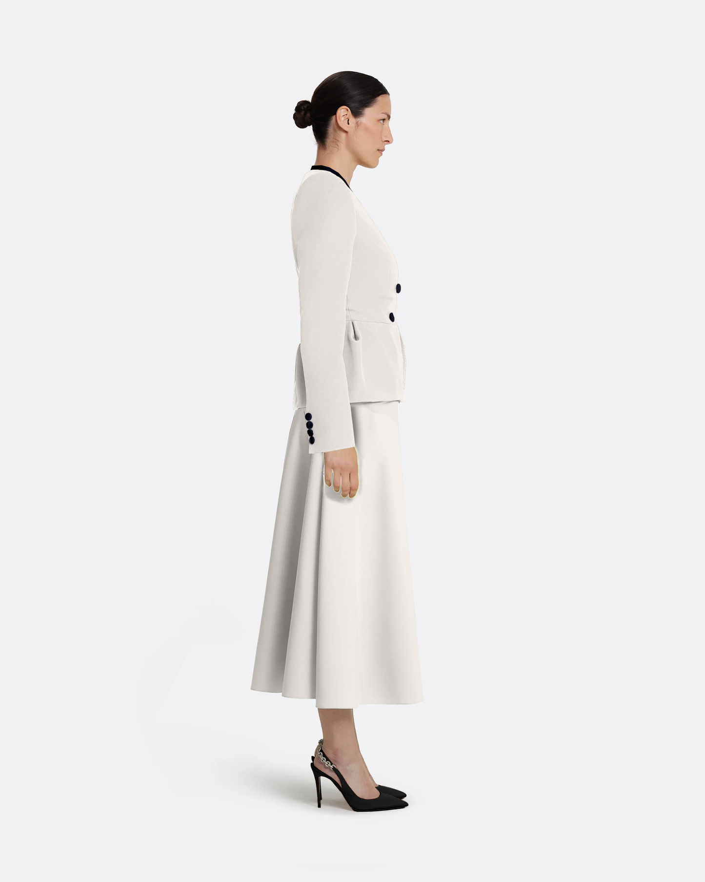 Primrose Jacket in Ivory with Ink Blue
