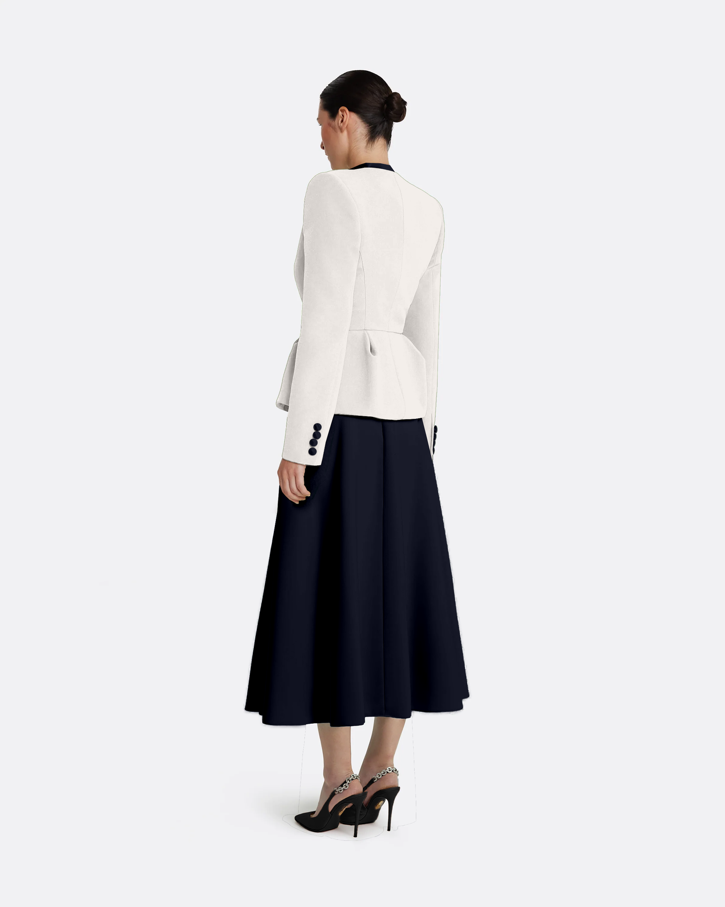 Primrose Jacket in Ivory with Ink Blue