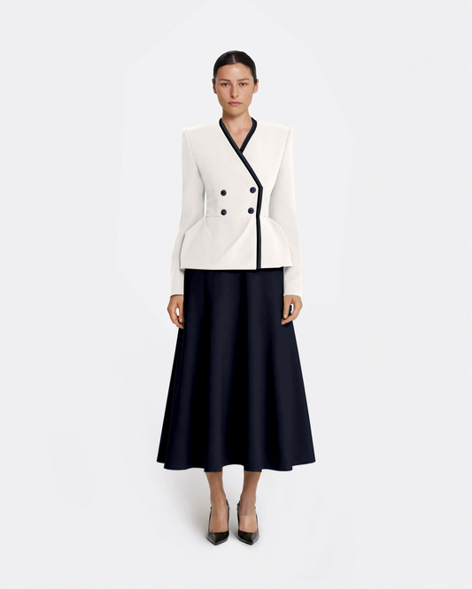 Primrose Jacket in Ivory with Ink Blue