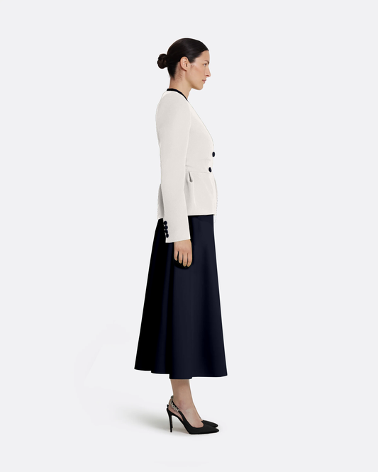 Primrose Jacket in Ivory with Ink Blue