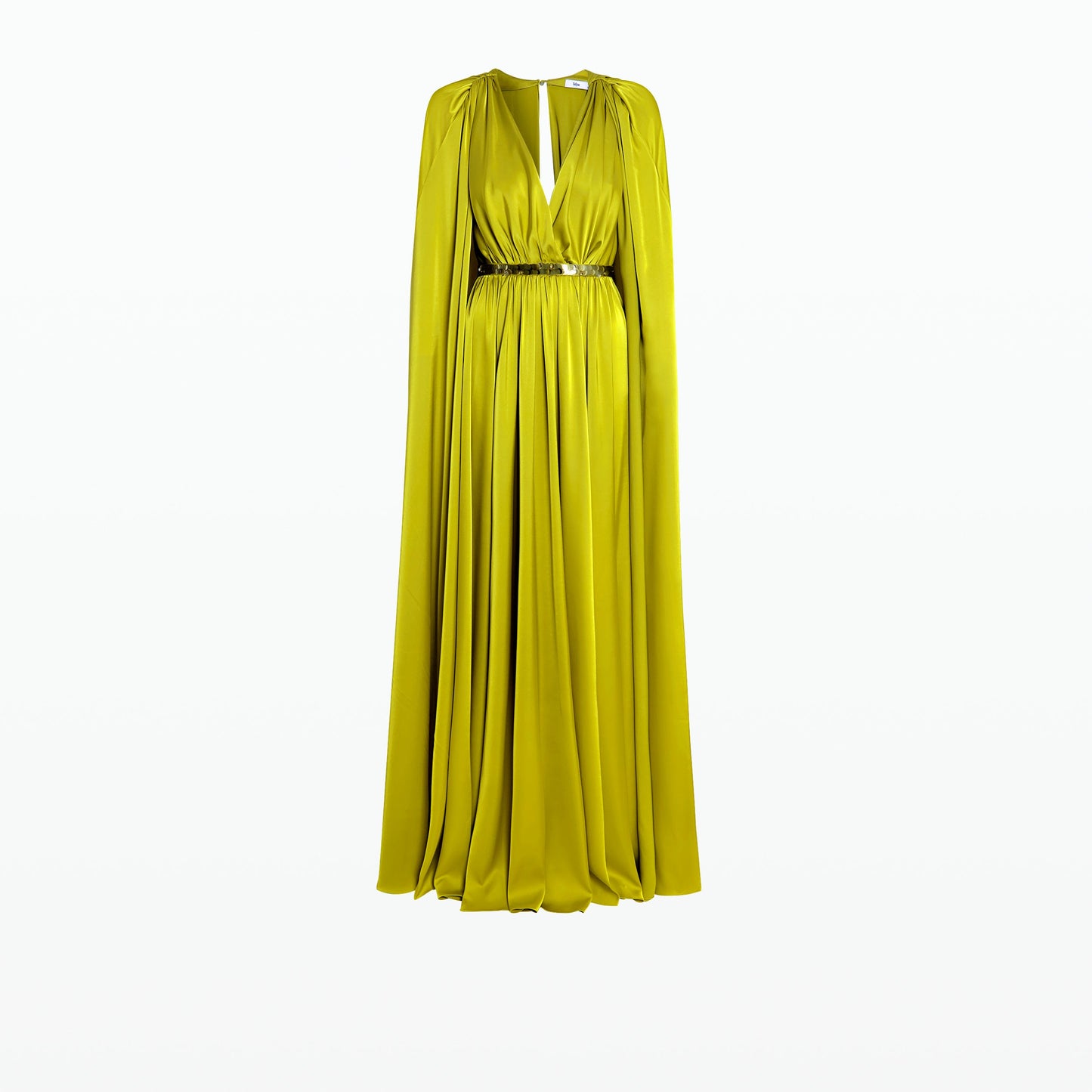 Bianca Chartreuse Long Dress With Embroidered Belt