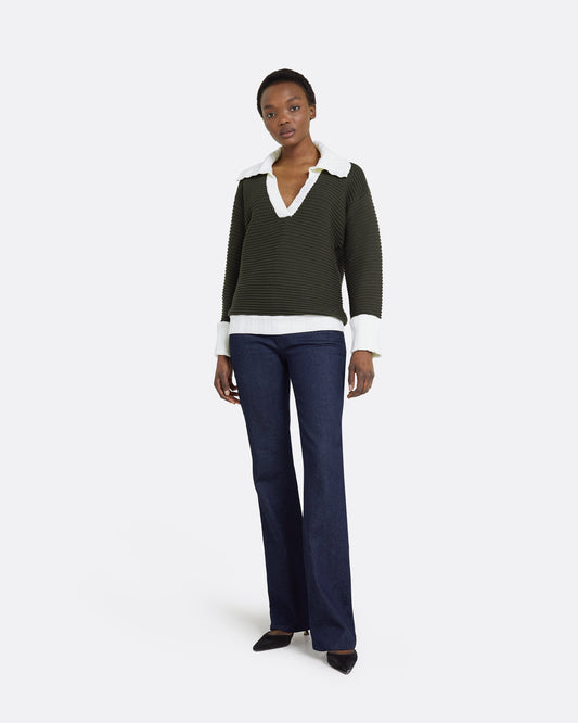 Kratos Slate Green & Ivory Knit Top