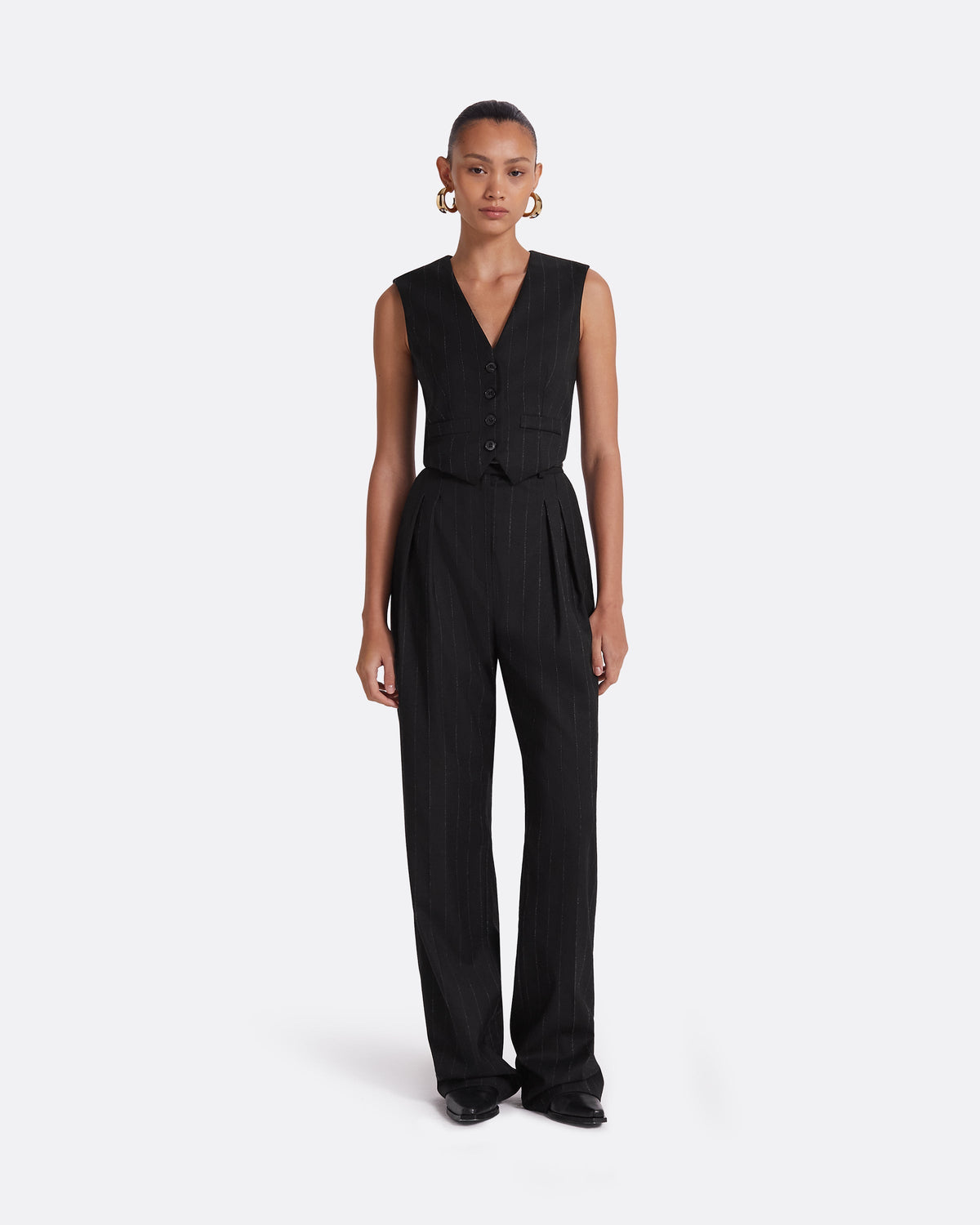 Ferna Black Pinstripe Trousers