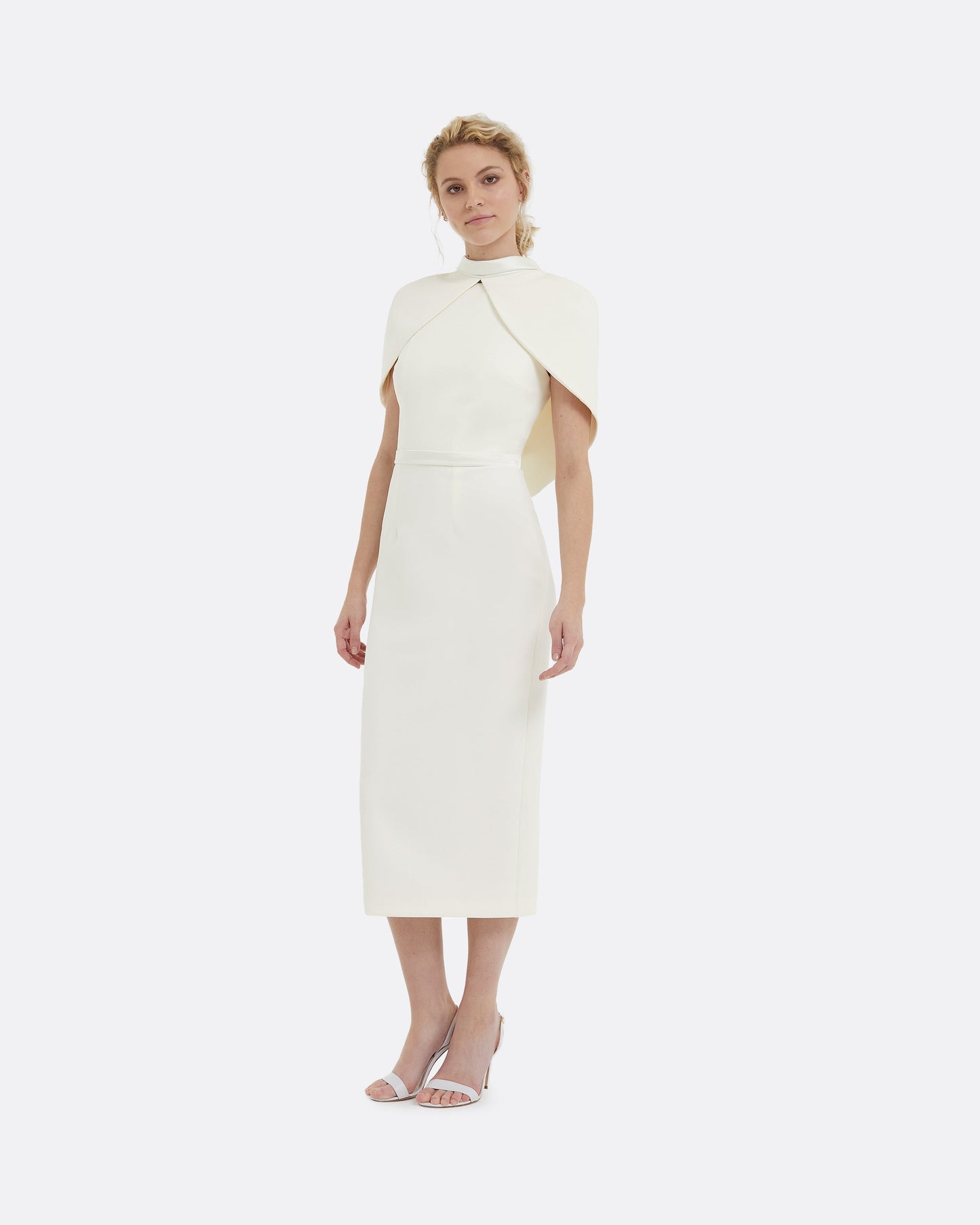 Arella Ivory Midi Dress Maison Safiyaa USA Arella Ivory Midi Dress Maison Safiyaa USA