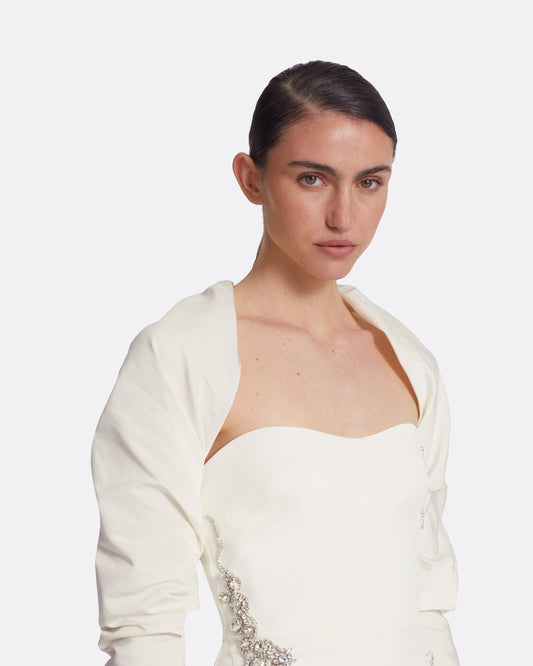 Romane Ivory Embroidered Midi Dress